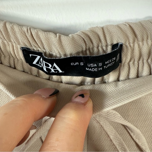 ZARA Women’s Beige Drawstring Waist Pants Size S – Relaxed Casual Trousers - Picture 4 of 4
